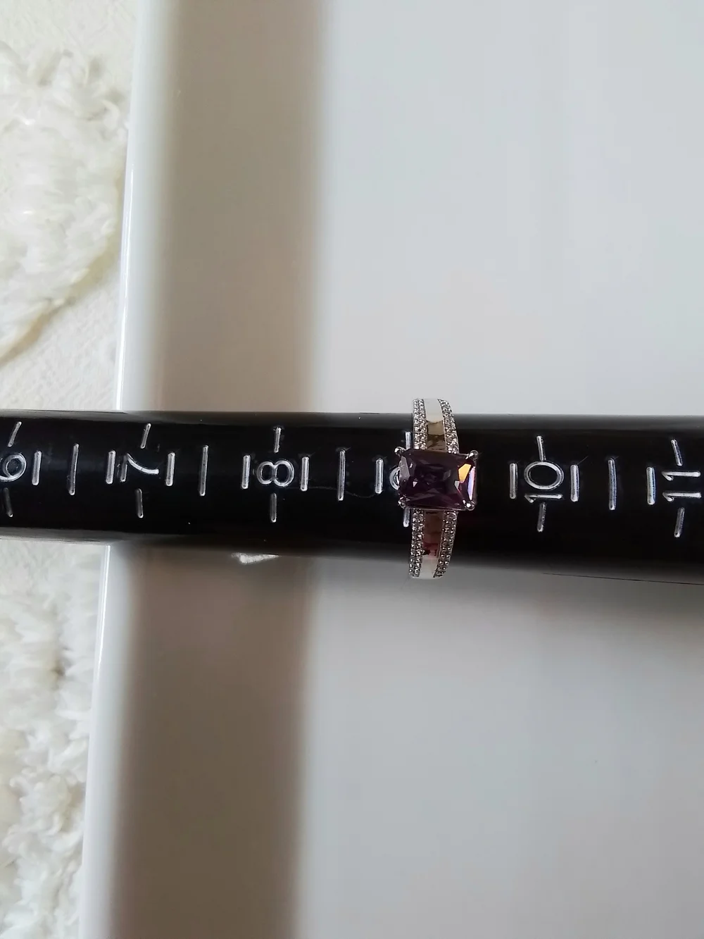 Purple and Clear CZ Stone Ring Set, Size 9